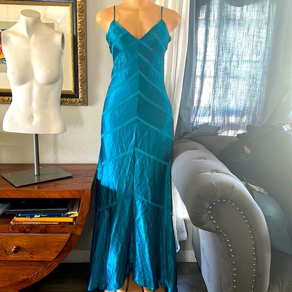 Silk Maxi Dress Turquoise - Picture 1 of 5